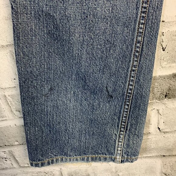 Levi's 527 Low Boot Cut Distressed Denim Jeans - Picture 10 of 16
